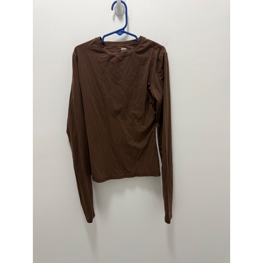 SKIMS Fits Everybody Long Sleeve T-Shirt Cocoa Brown XS